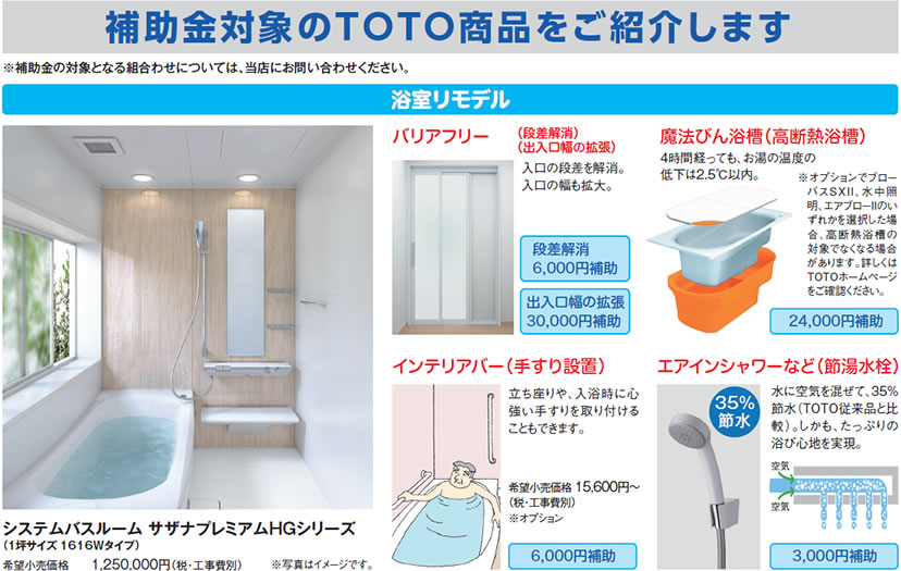 補助金対象のTOTO商品をご紹介します